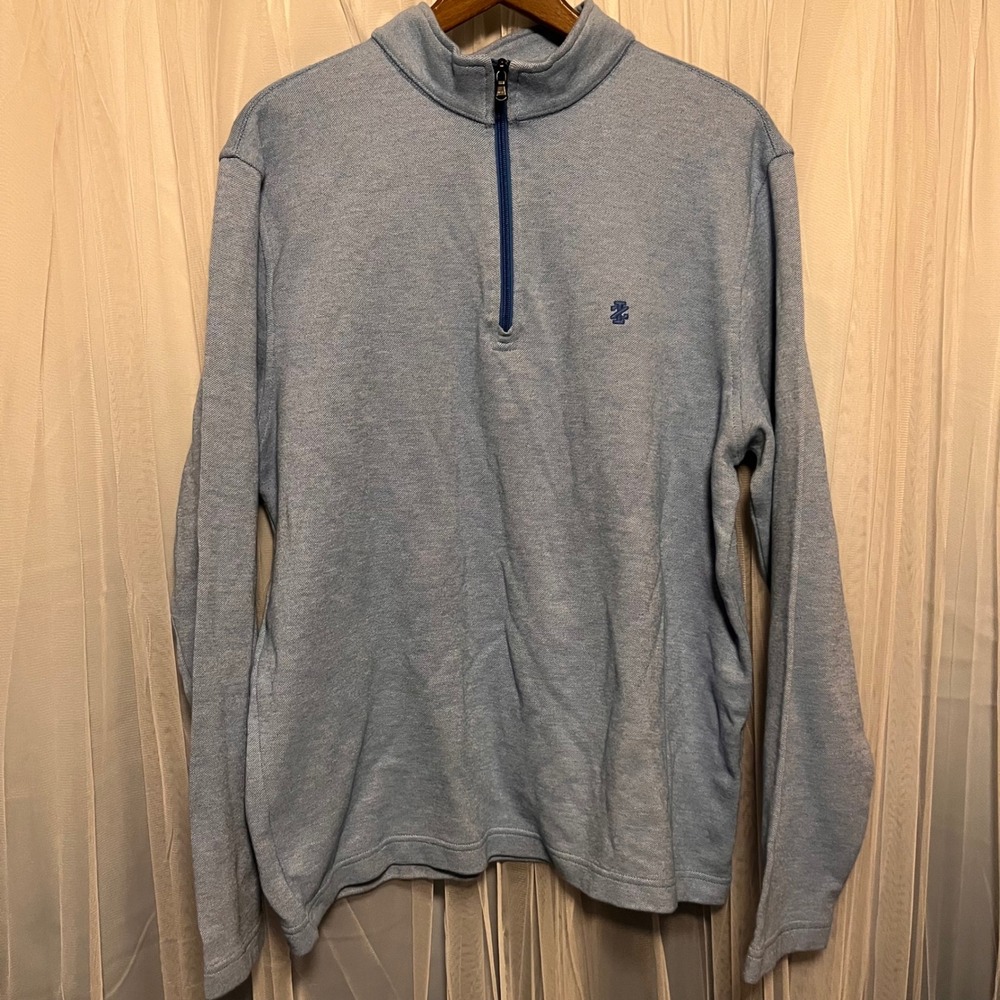 IZOD Mens‎ Blue Quarter Zip Pullover Sweater Long Sleeve Size L